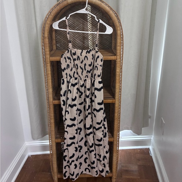 a new day Dresses & Skirts - Beige and Black Animal Print Smocked Dress